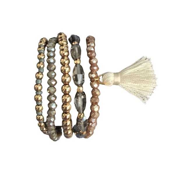 Francesca's Maeve Beaded Tassel Bracelet Set‎ - Picture 3 of 5
